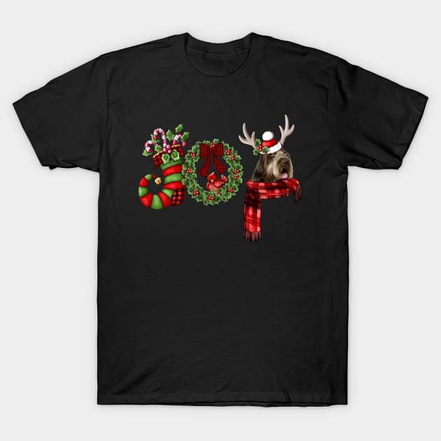 Christmas Joy Dwarf Stocking Wirehaired Pointing Griffon T-Shirt by Ripke Jesus